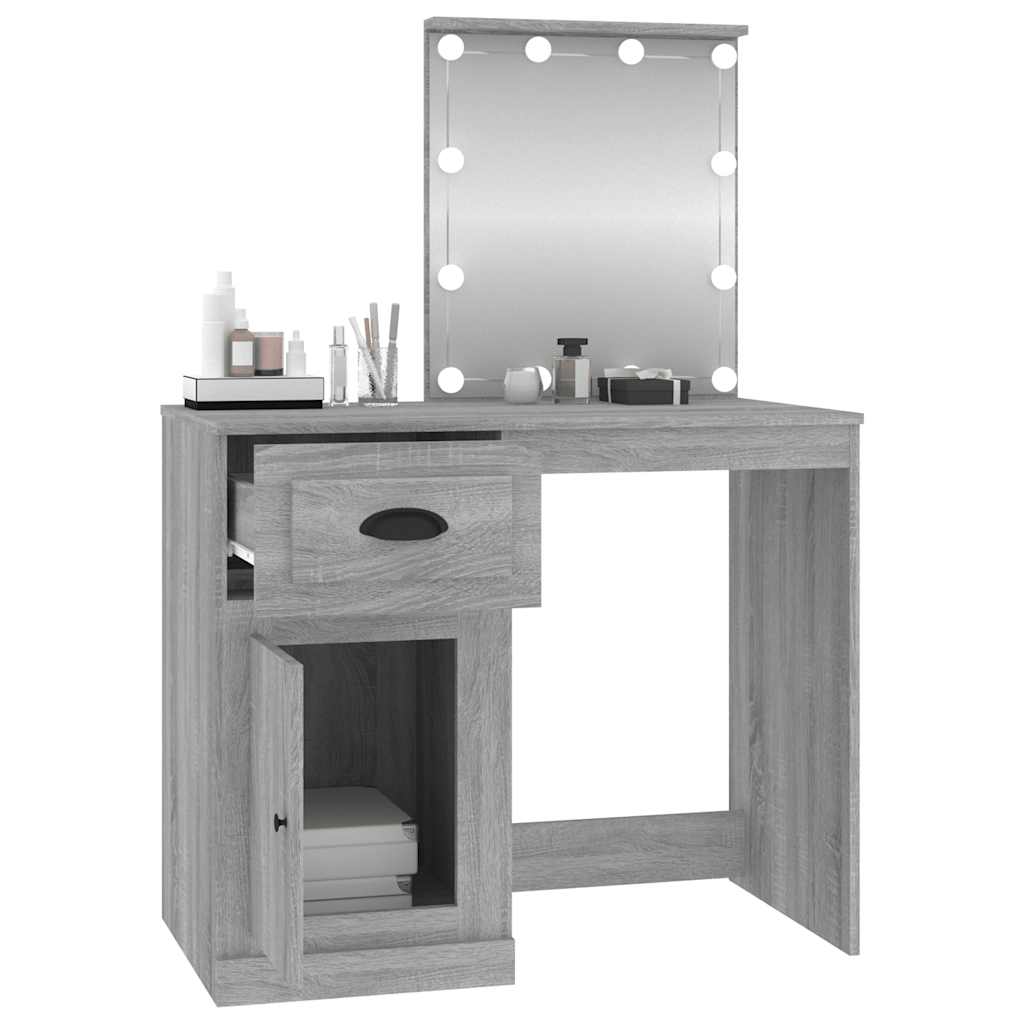 Dressing Table with LED Grey Sonoma 90x50x132.5 cm