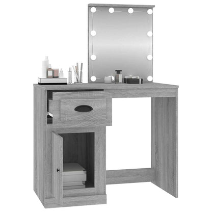 Dressing Table with LED Grey Sonoma 90x50x132.5 cm