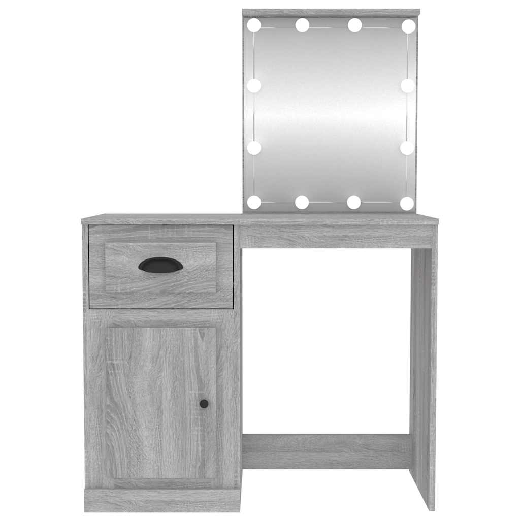 Dressing Table with LED Grey Sonoma 90x50x132.5 cm
