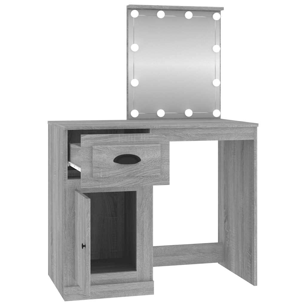 Dressing Table with LED Grey Sonoma 90x50x132.5 cm