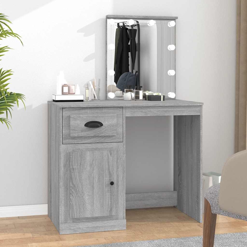 Dressing Table with LED Grey Sonoma 90x50x132.5 cm