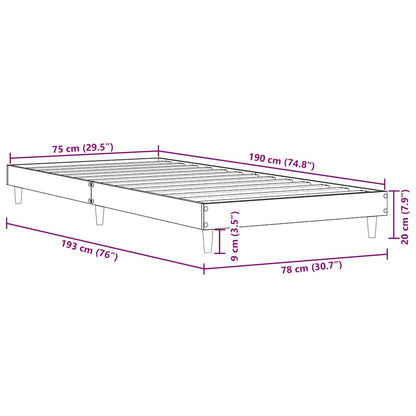 Bed Frame without Mattress Sonoma Oak 75x190 cm Small Single Engineered Wood