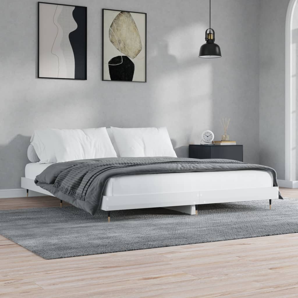 Bed Frame without Mattress High Gloss White 120x200 cm