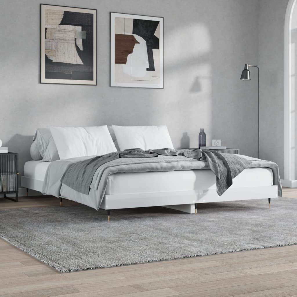 Bed Frame without Mattress High Gloss White 120x200 cm