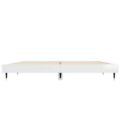 Bed Frame without Mattress High Gloss White 135x190 cm Double