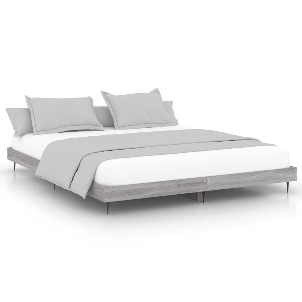 Bed Frame without Mattress Grey Sonoma 140x200 cm Engineered Wood