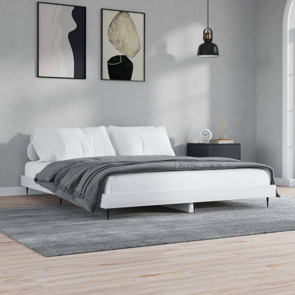 Bed Frame without Mattress High Gloss White 120x200 cm