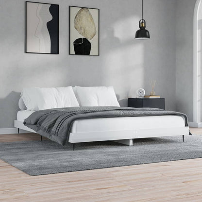 Bed Frame without Mattress High Gloss White 120x200 cm