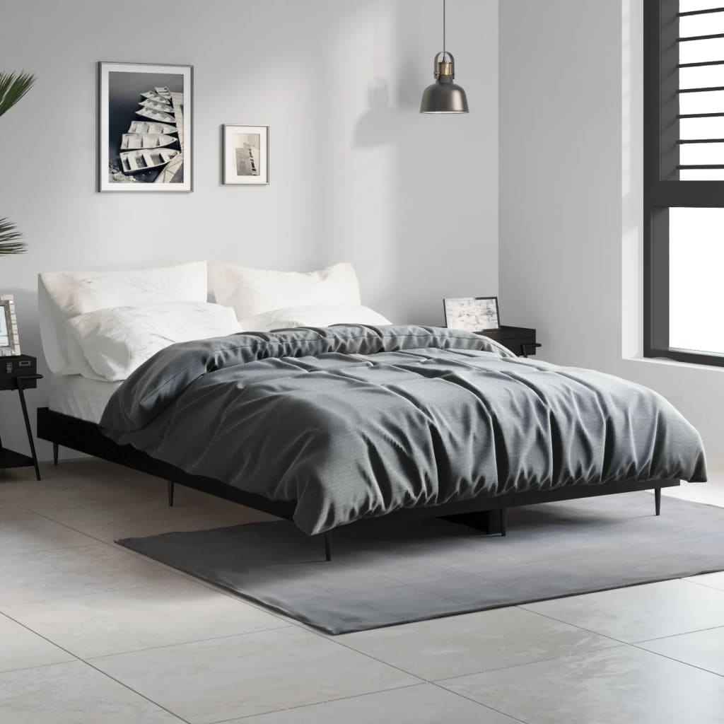 Bed Frame without Mattress Black 120x190 cm Small Double Engineered Wood
