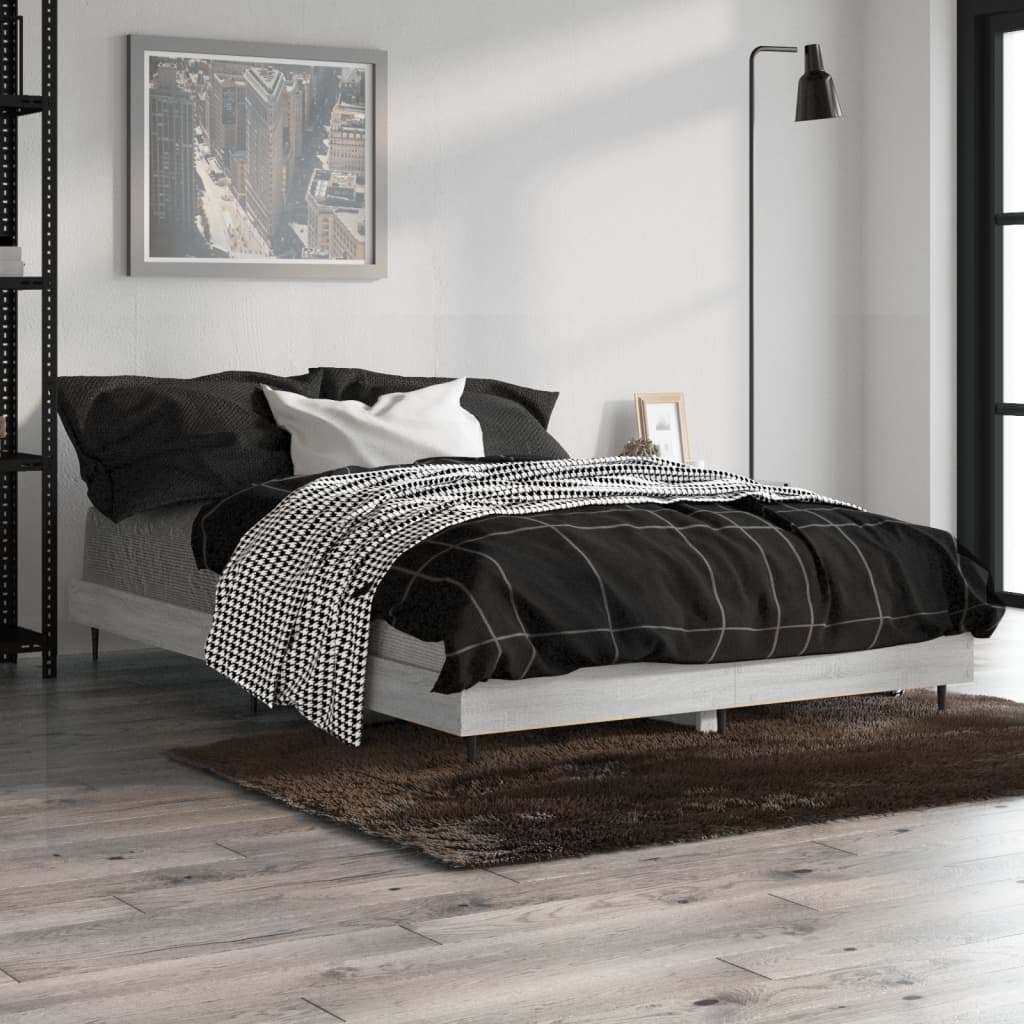 Bed Frame without Mattress Grey Sonoma 120x190 cm Small Double Engineered Wood