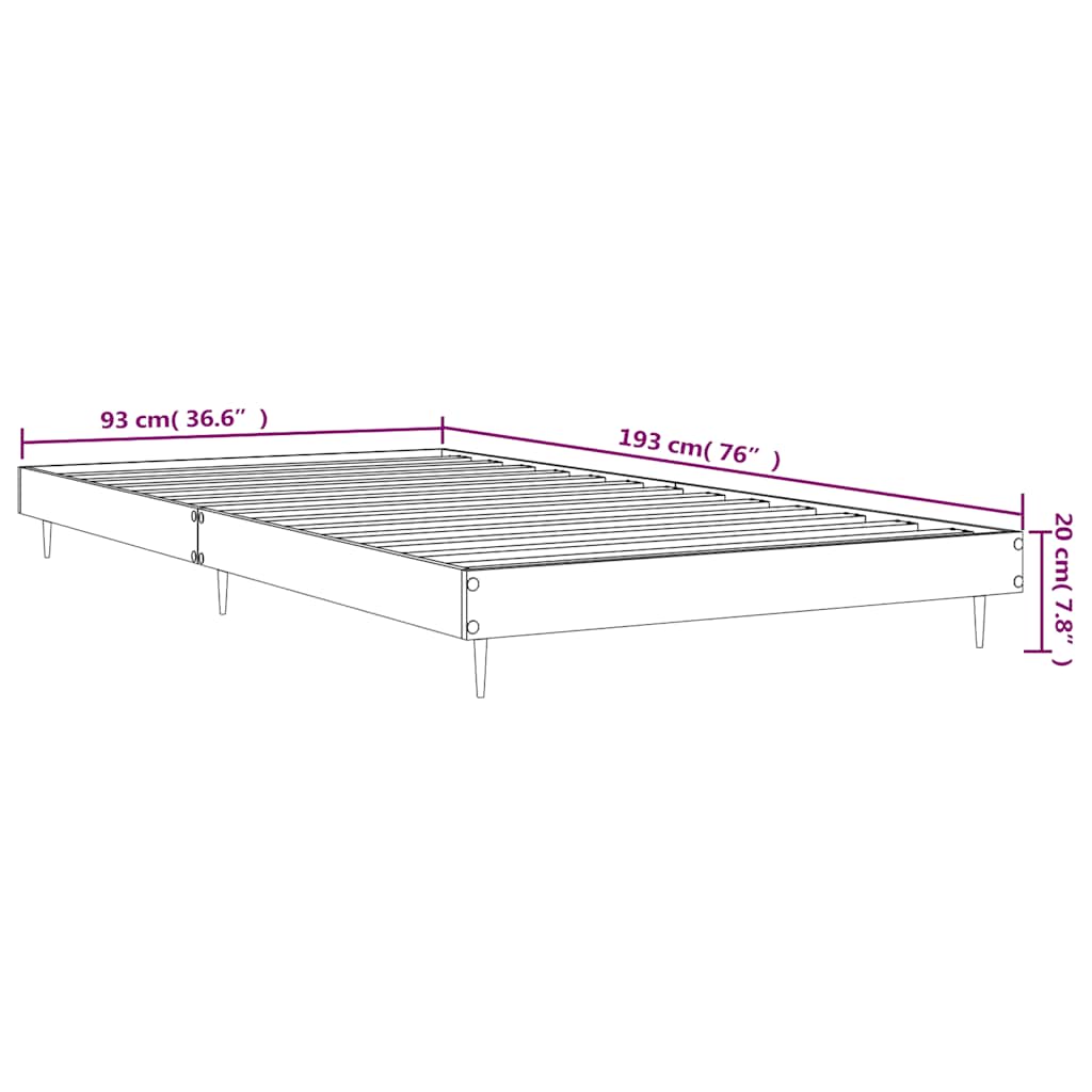 Bed Frame without Mattress High Gloss White 90x190 cm Single