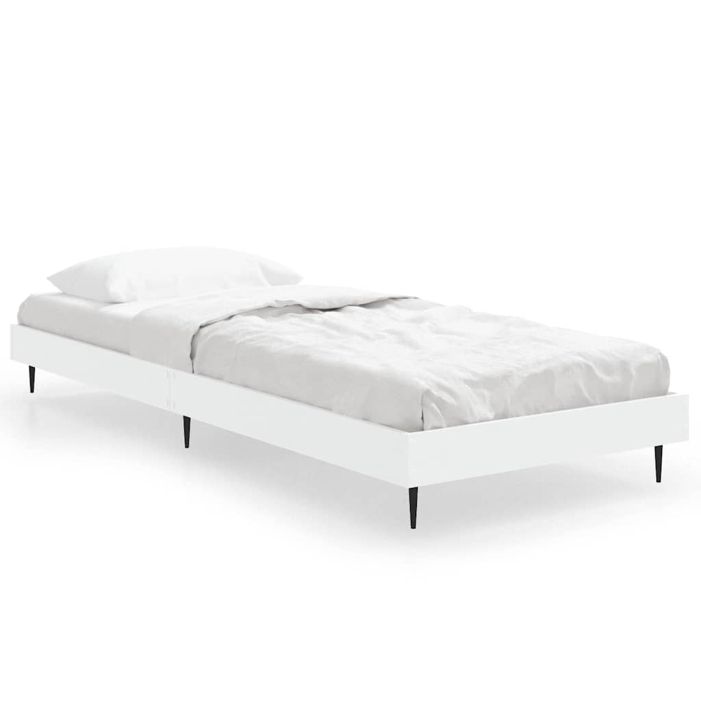 Bed Frame without Mattress White 75x190 cm Small Single Engineered Wood