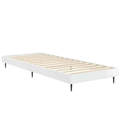 Bed Frame without Mattress High Gloss White 75x190 cm Small Single