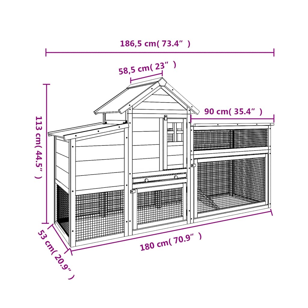 Chicken Coop Mocha 186,5x58,5x113 cm Solid Wood Pine