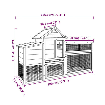 Chicken Coop Mocha 186,5x58,5x113 cm Solid Wood Pine