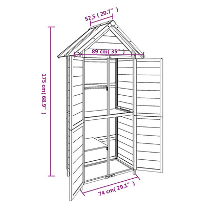 Garden Tool Shed Mocha 89x52,5x175 cm Solid Wood Pine