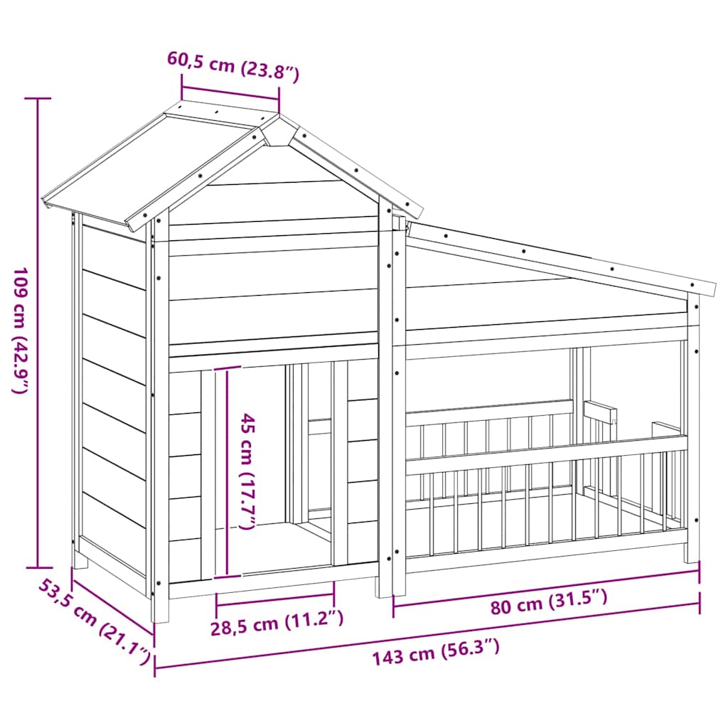 Dog Kennel Mocha 143x60.5x109 cm Solid Wood Pine