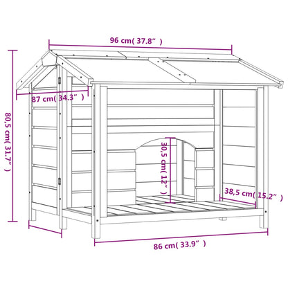 Dog Kennel Grey 96x87x80,5 cm Solid Wood Pine
