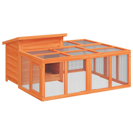 Rabbit Hutch Brown 144x123x67.5 cm Solid Wood Pine