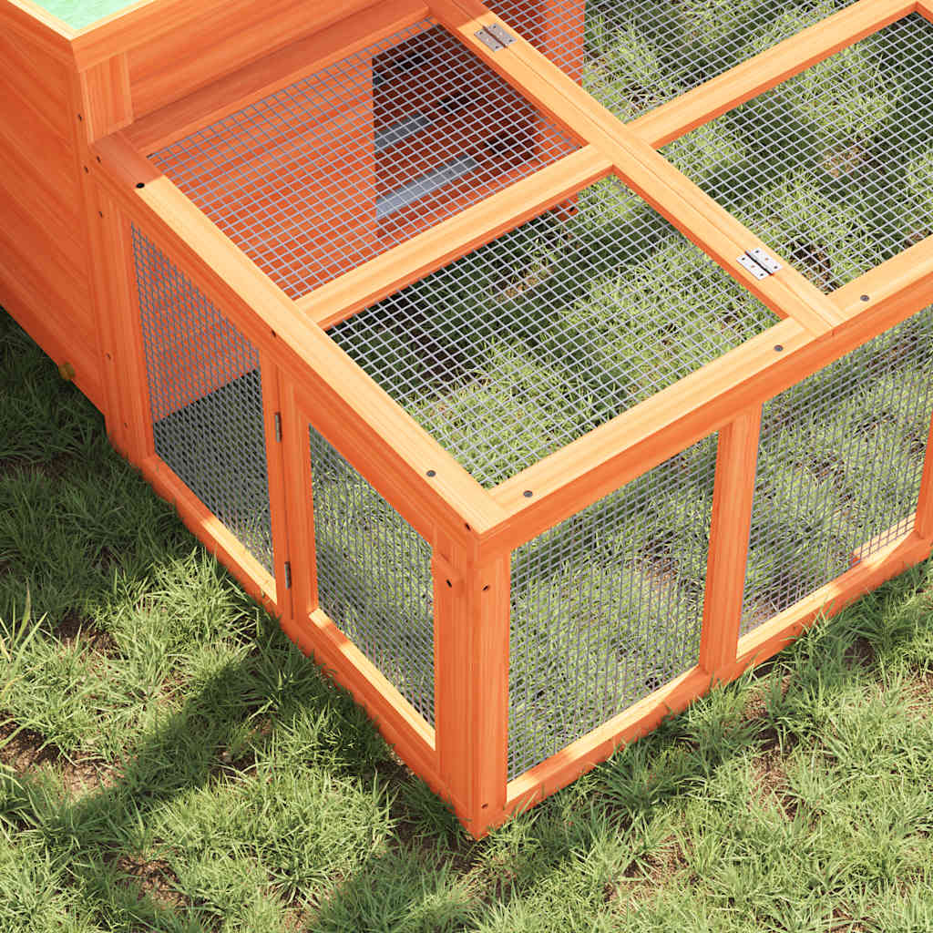 Rabbit Hutch Brown 144x123x67.5 cm Solid Wood Pine