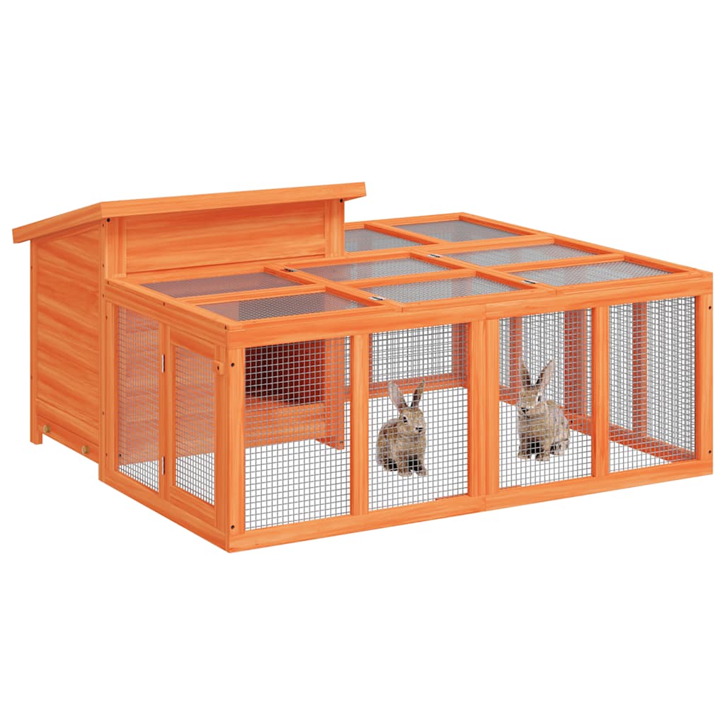 Rabbit Hutch Brown 144x123x67.5 cm Solid Wood Pine