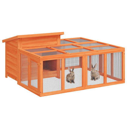 Rabbit Hutch Brown 144x123x67.5 cm Solid Wood Pine