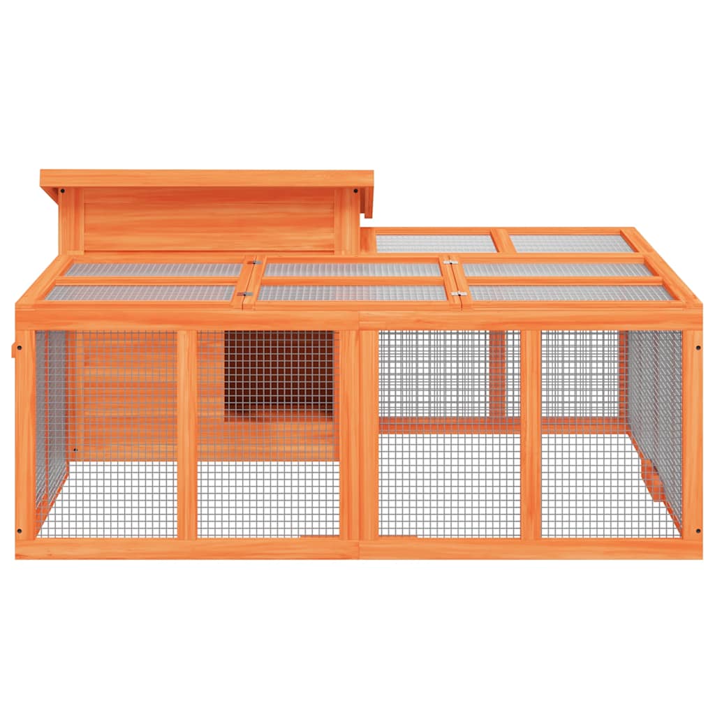 Rabbit Hutch Brown 144x123x67.5 cm Solid Wood Pine