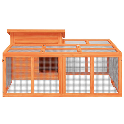 Rabbit Hutch Brown 144x123x67.5 cm Solid Wood Pine