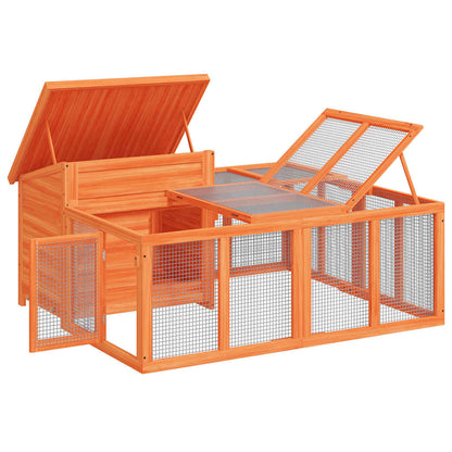 Rabbit Hutch Brown 144x123x67.5 cm Solid Wood Pine