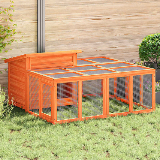 Rabbit Hutch Brown 144x123x67.5 cm Solid Wood Pine