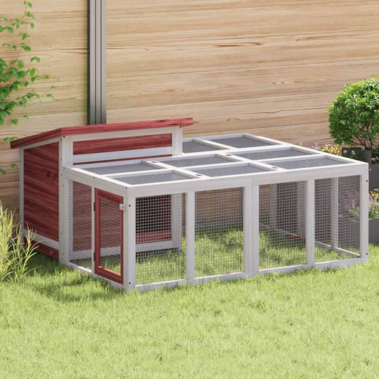 Rabbit Hutch Mocha 144x123x67.5 cm Solid Wood Pine