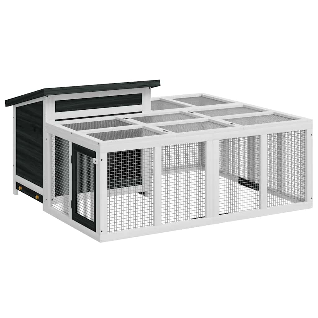 Rabbit Hutch Grey 144x123x67,5 cm Solid Wood Pine