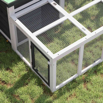 Rabbit Hutch Grey 144x123x67,5 cm Solid Wood Pine