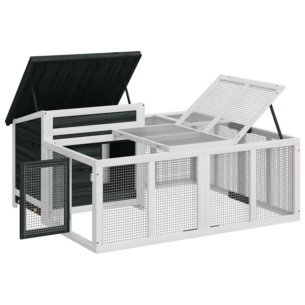 Rabbit Hutch Grey 144x123x67,5 cm Solid Wood Pine