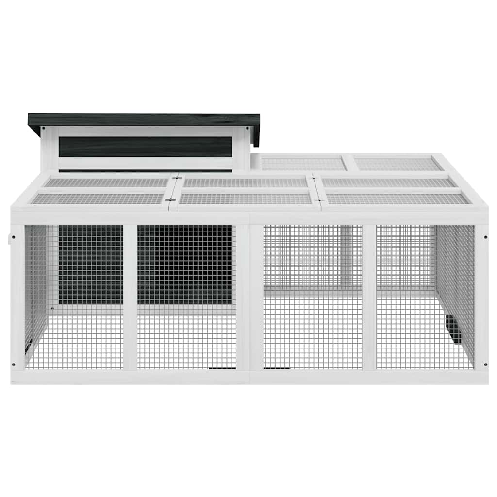 Rabbit Hutch Grey 144x123x67,5 cm Solid Wood Pine