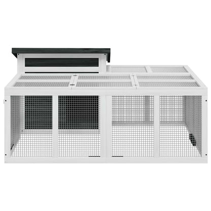 Rabbit Hutch Grey 144x123x67,5 cm Solid Wood Pine