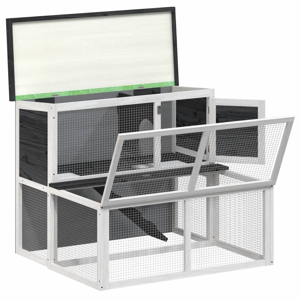 Rabbit Hutch Grey 102x90x84,5 cm Solid Wood Pine