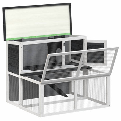 Rabbit Hutch Grey 102x90x84,5 cm Solid Wood Pine