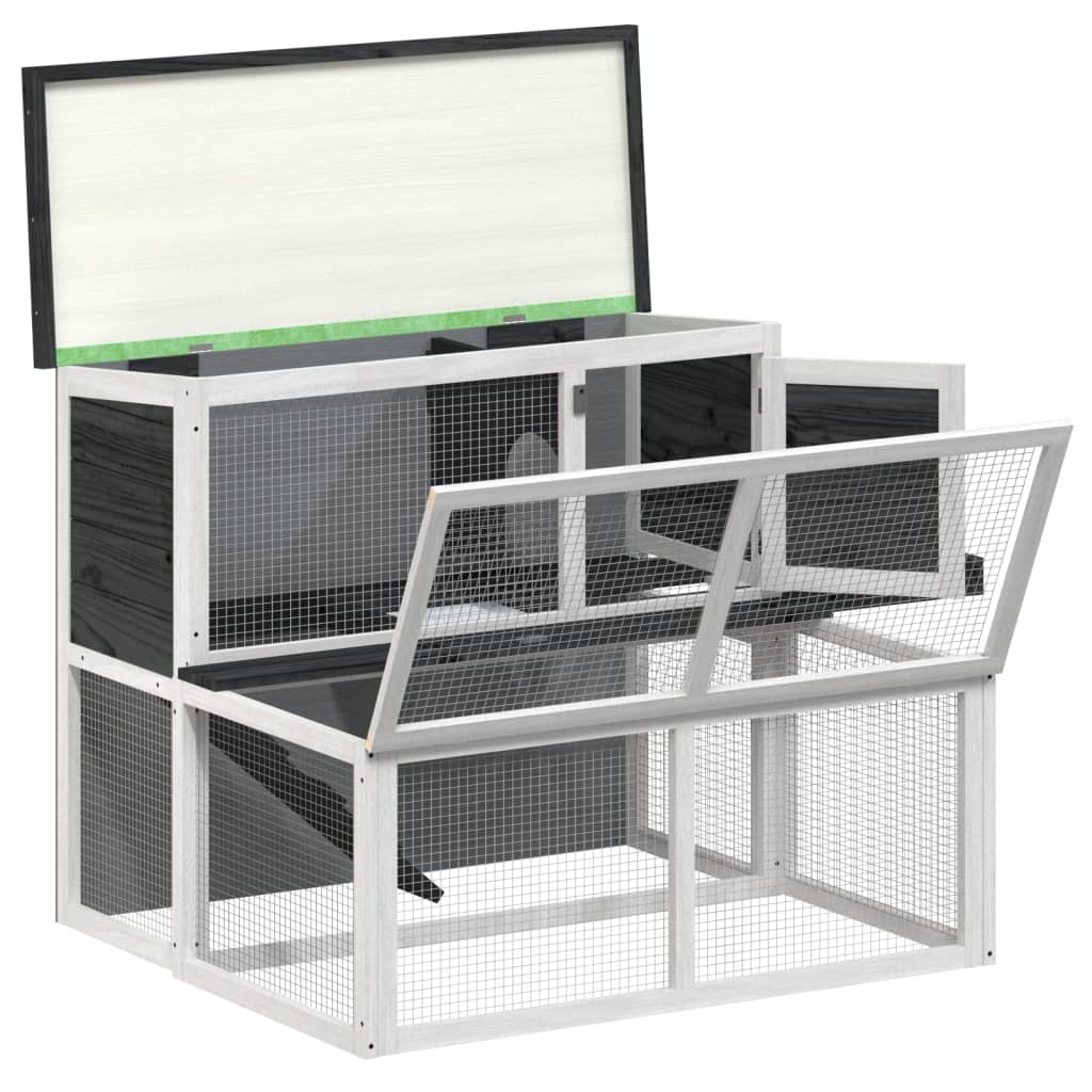 Rabbit Hutch Grey 102x90x84,5 cm Solid Wood Pine