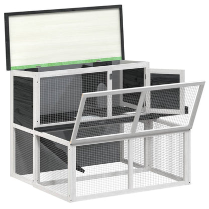 Rabbit Hutch Grey 102x90x84,5 cm Solid Wood Pine