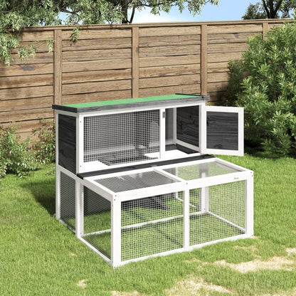 Rabbit Hutch Grey 102x90x84,5 cm Solid Wood Pine