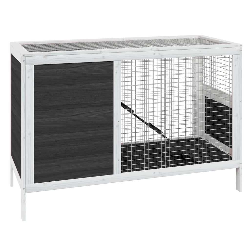 Rabbit Hutch Grey 103x44x69,5 cm Solid Wood Pine