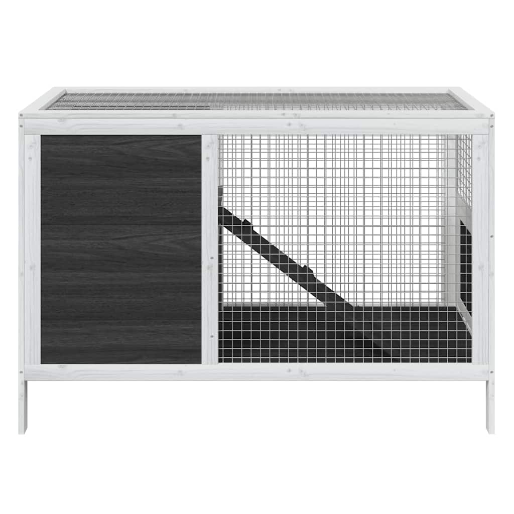Rabbit Hutch Grey 103x44x69,5 cm Solid Wood Pine