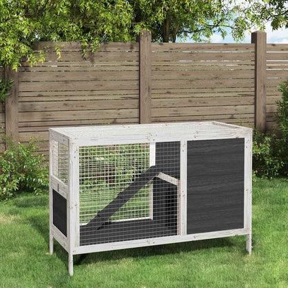 Rabbit Hutch Grey 103x44x69,5 cm Solid Wood Pine