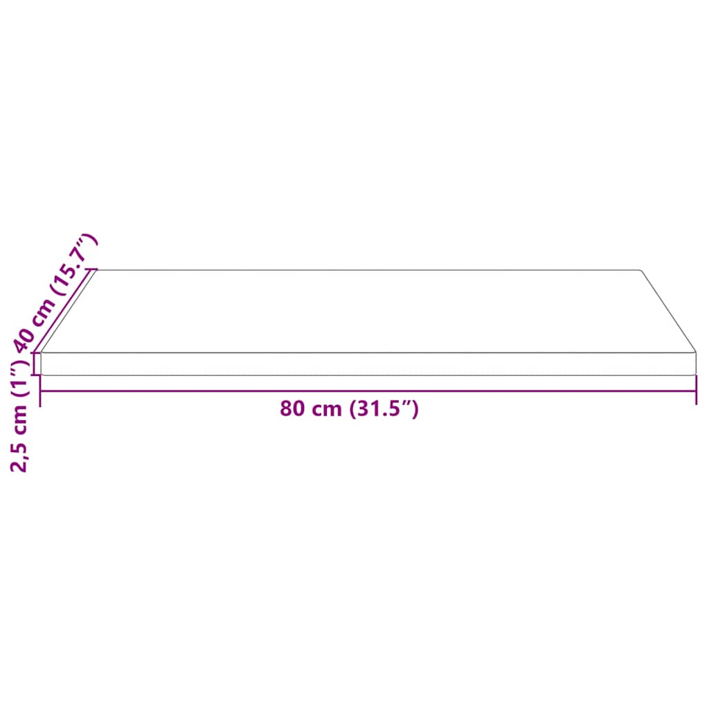 Table Top White 80x40x2.5 cm Solid Wood Pine Rectangular
