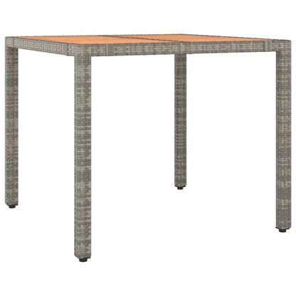 5 Piece Garden Dining Set Grey Poly Rattan&Solid Wood Acacia