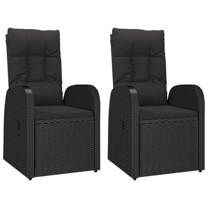 3 Piece Garden Dining Set Black Poly Rattan&Solid Wood Acacia