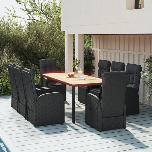 Garden Dining Set | Black | PE rattan | 9-Piece Set | Garden Dining Set