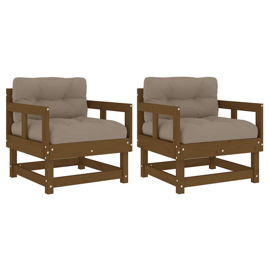 Garden Chair | Honey Brown | Solid Pine Wood, Oxford Fabric | Standard