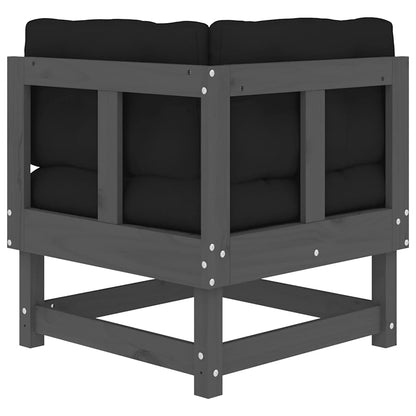Corner Sofas with Cushions 2 pcs Grey Solid Wood Pine